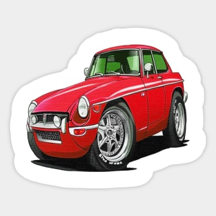 cartoon drawings of MGB GT Red Sticker